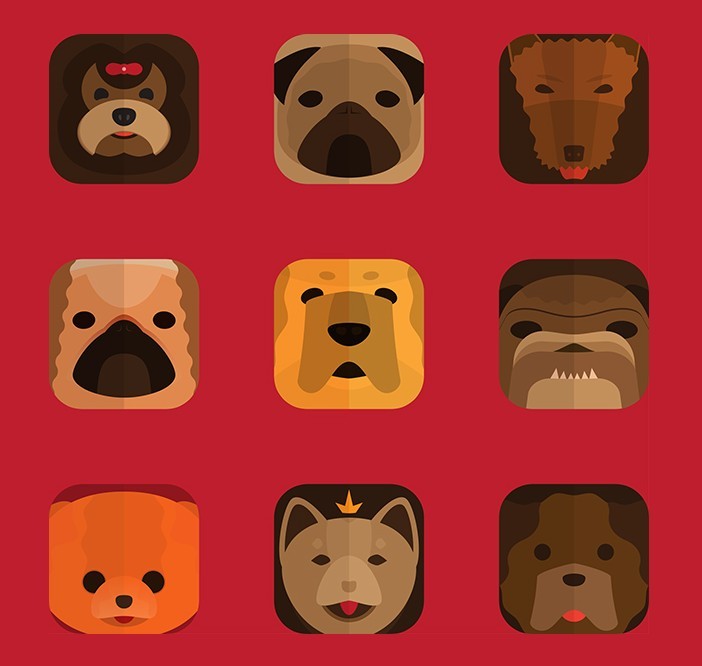 FREE flat dogs icons set